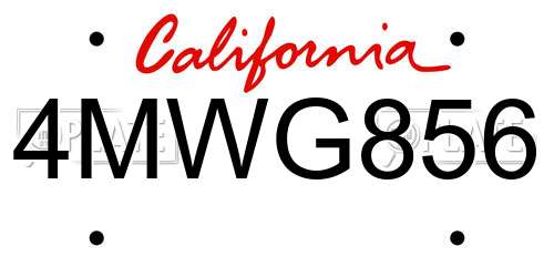 4MWG856 California License Plate
