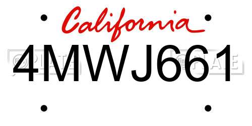 4MWJ661 California License Plate