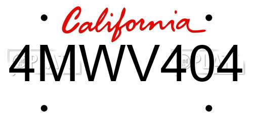 4MWV404 California License Plate