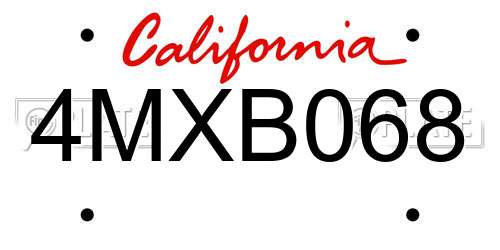 4MXB068 California License Plate