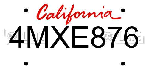 4MXE876 California License Plate