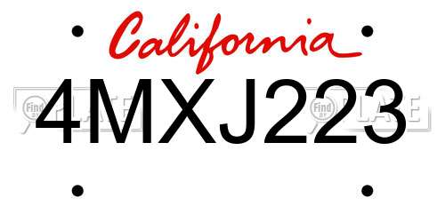 4MXJ223 California License Plate