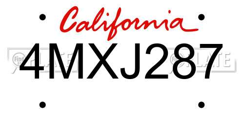 4MXJ287 California License Plate