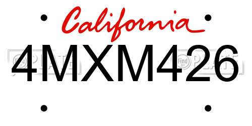 4MXM426 California License Plate