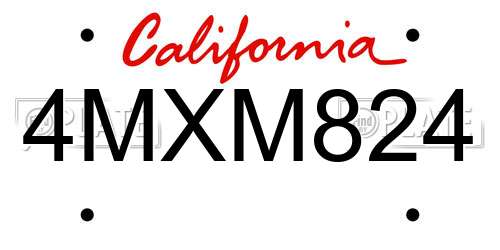 4MXM824 California License Plate