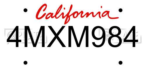 4MXM984 California License Plate