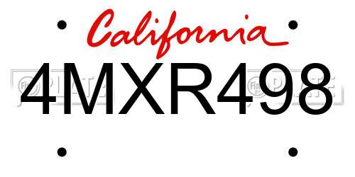 4MXR498 California License Plate