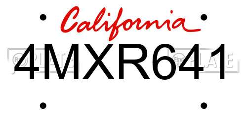 4MXR641 California License Plate