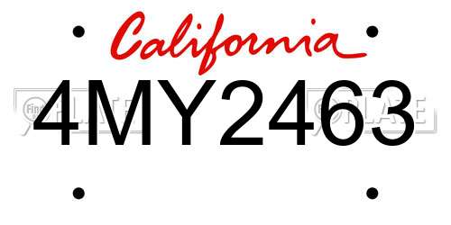4MY2463 California License Plate