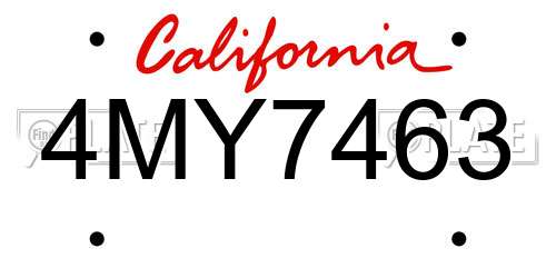 4MY7463 California License Plate