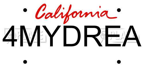 4MYDREA California License Plate
