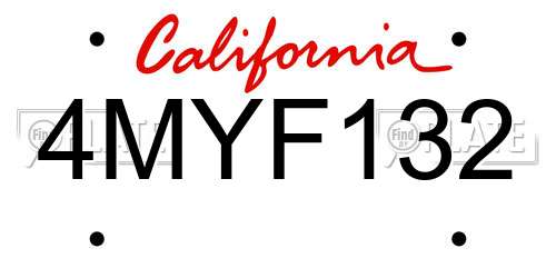 4MYF132 California License Plate