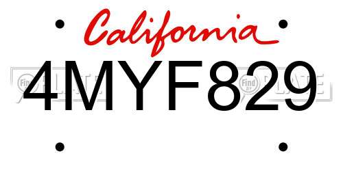 4MYF829 California License Plate
