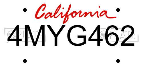 4MYG462 California License Plate