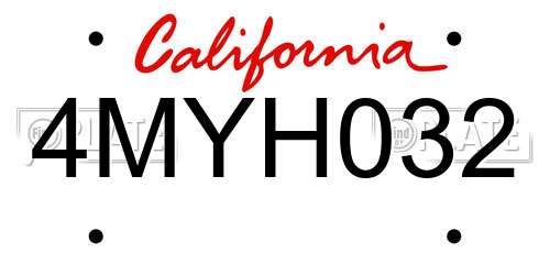 4MYH032 California License Plate