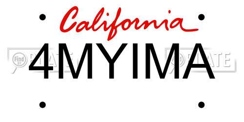 4MYIMA California License Plate