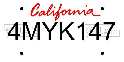4MYK147 California License Plate