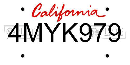 4MYK979 California License Plate