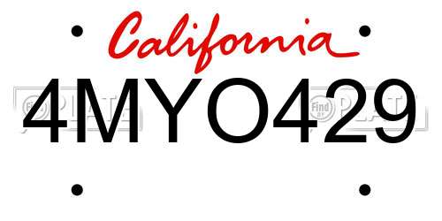 4MYO429 California License Plate