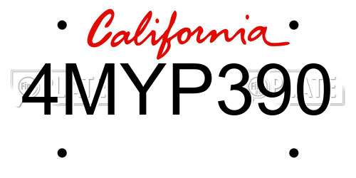 4MYP390 California License Plate