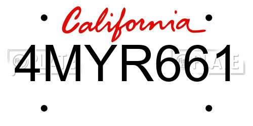 4MYR661 California License Plate