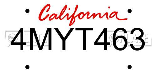 4MYT463 California License Plate