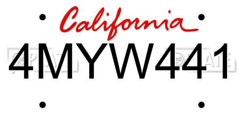 4MYW441 California License Plate