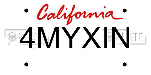 4MYXIN California License Plate
