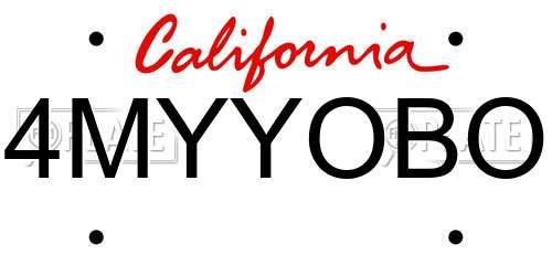 4MYYOBO California License Plate