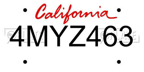 4MYZ463 California License Plate