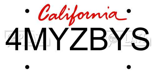 4MYZBYS California License Plate