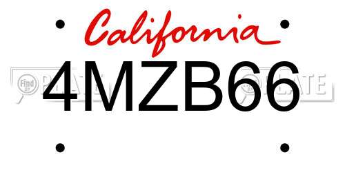 4MZB66 California License Plate