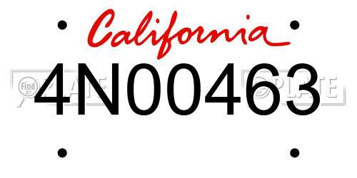 4N00463 California License Plate