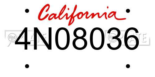 4N08036 California License Plate