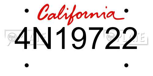 4N19722 California License Plate