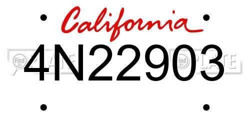 4N22903 California License Plate