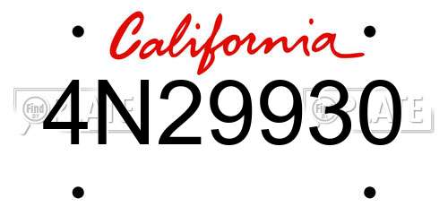 4N29930 California License Plate