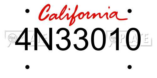4N33010 California License Plate