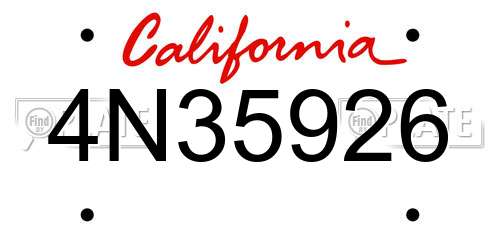 4N35926 California License Plate