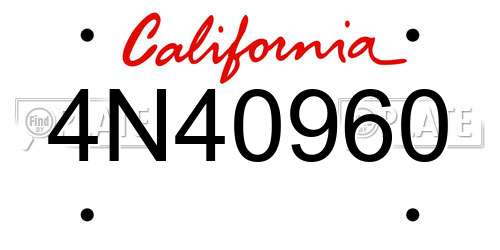 4N40960 California License Plate
