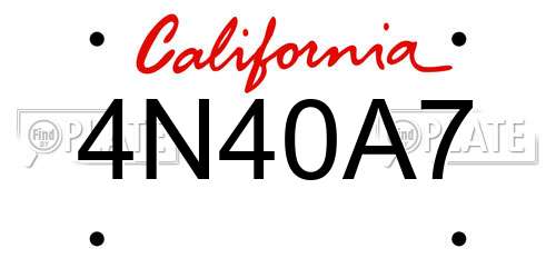 4N40A7 California License Plate