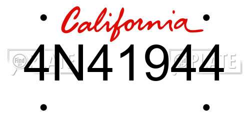 4N41944 California License Plate