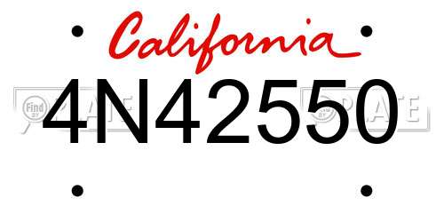 4N42550 California License Plate