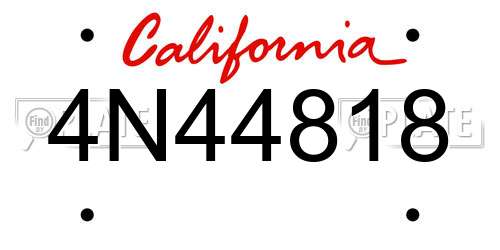 4N44818 California License Plate