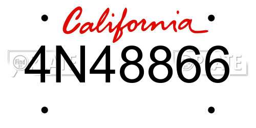 4N48866 California License Plate