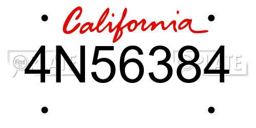 4N56384 California License Plate
