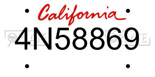 4N58869 California License Plate