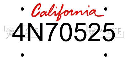 4N70525 California License Plate