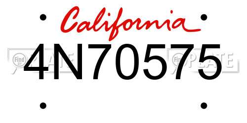 4N70575 California License Plate