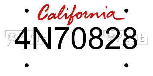 4N70828 California License Plate